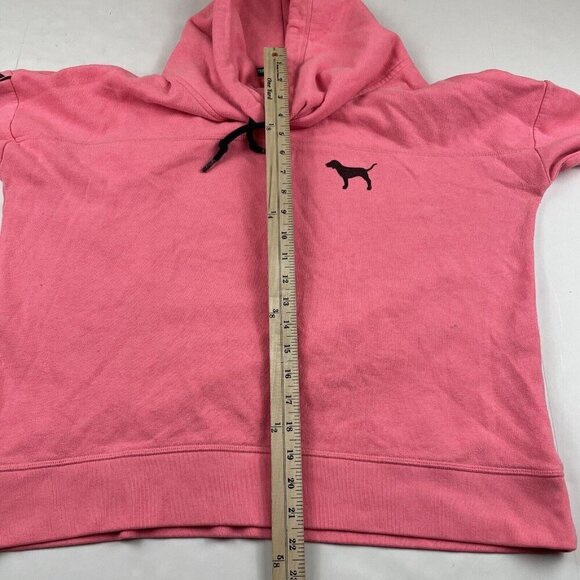 Victoria Secret Cowl Neck Sweatshirt  Women’s L Cropped Pink Pull Over Dog Logo - Picture 4 of 10